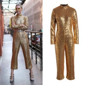 Halogen x Atlantic Pacific Gold Sequin Jumpsuit